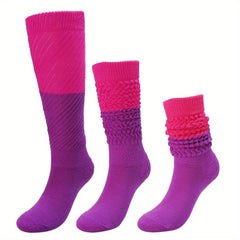Colorful Warm Slouch Socks for Women - Chunky Knit Scrunchie Socks