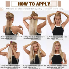 8Pcs Blonde Human Hair Clip In Hair Extensions 18 Clips Straight Weft 613