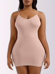 Solid Slip Nightdress V Neck Sleep Dress Women's Sleepwear
