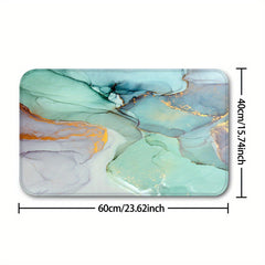 Green Marble Shower Curtain Set with Non Slip Mat and Toilet Cover