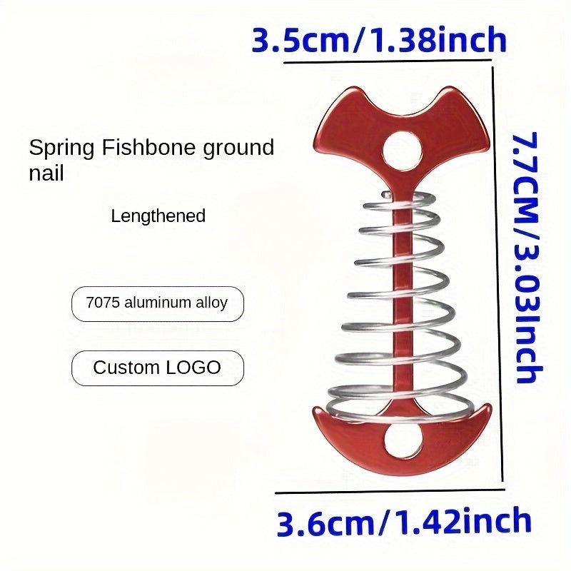 Fish Bone Ground Nails Spring Hook Wind Rope Stakes