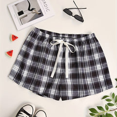 Women's Plus Plaid Print Stretch Pajama Shorts