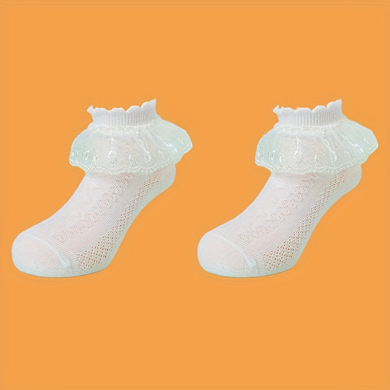 Girls Lace Ruffled Princess Socks Dance Socks Breathable Comfy Socks