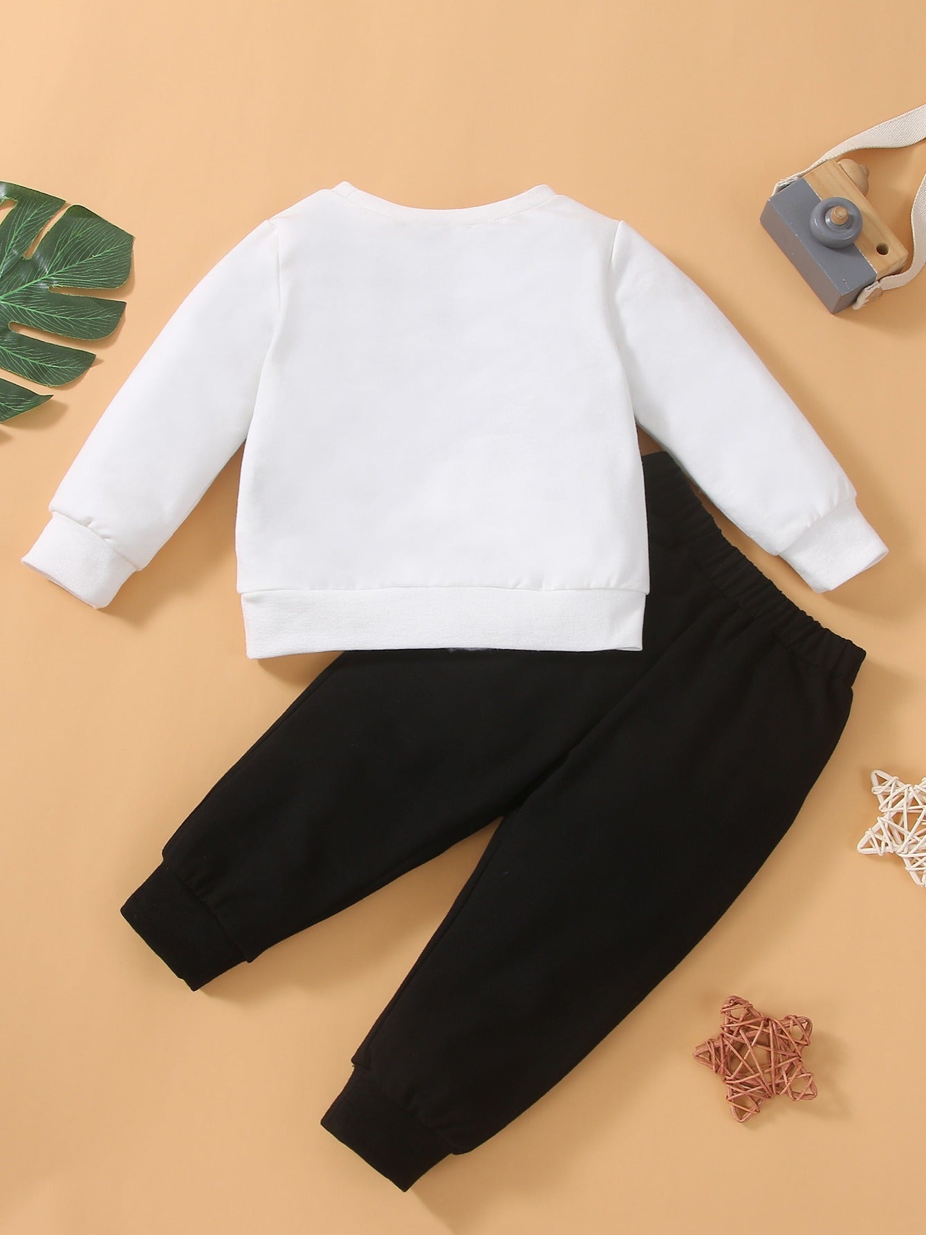 Baby Boy Long Sleeve Round Neck Grey Patchwork Pants Set