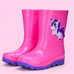 Girl's Chicken Pattern Rain Boots Comfy Waterproof Shoes