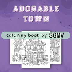 Charming Town Coloring Book 22 Pages Stress Relief Art Adults Teens