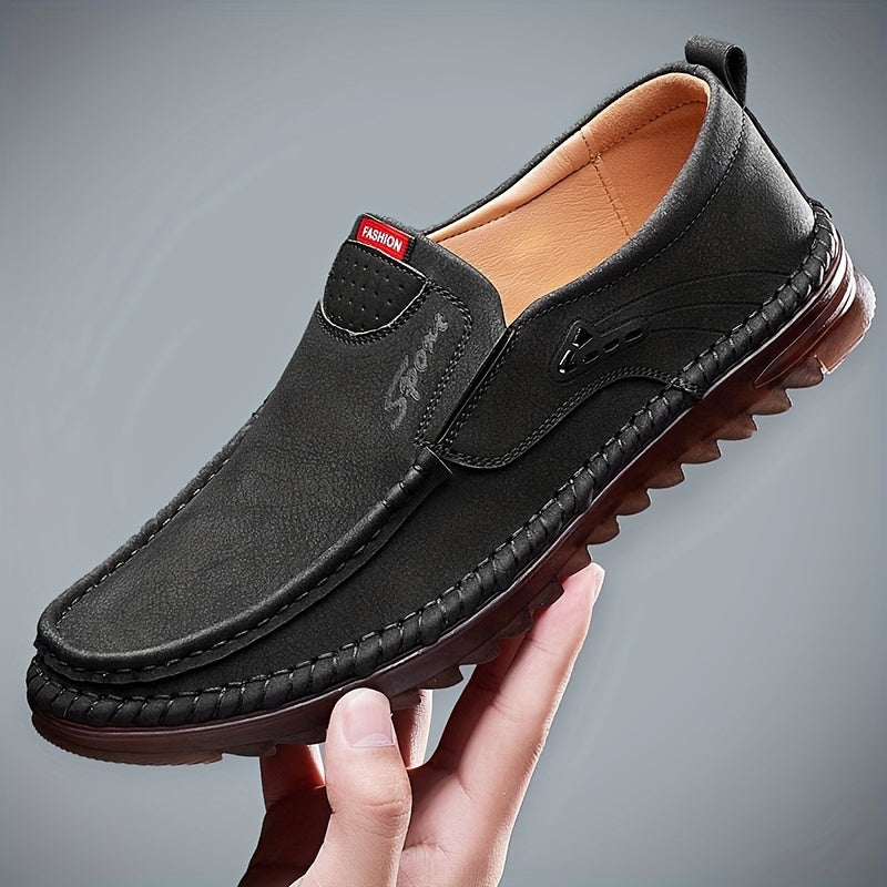 Men's Leather Slip On Loafer Shoes Lightweight Non slip Casual Shoes