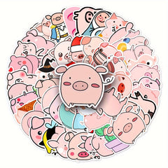 50 Adorable Piggy Waterproof Stickers for Water Bottles Laptops Scrapbooks