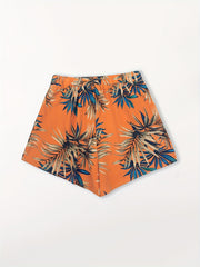 Boho Shorts Women's Plus Leaf Print High Rise Casual Shorts