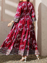 Colorblock Floral Print Maxi Dress