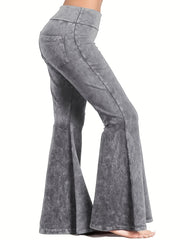 Flared Leg High Waist Long Pants Casual Women's Clothing
