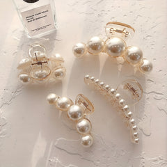 4pcs Faux Pearl Hair Clips Claw Clips Decorative Birthday Accessories