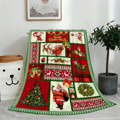 Christmas Bell Elk Plaid Blanket Winter Warm Flannel Blanket