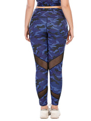 Camo Print Mesh Yoga Leggings Women's Plus Medium Stretch Pants