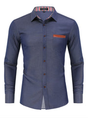 Men's Denim Stripe Lining Button Up Shirt