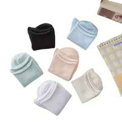 6 Pairs Solid Mid-Tube Curling Socks for Women