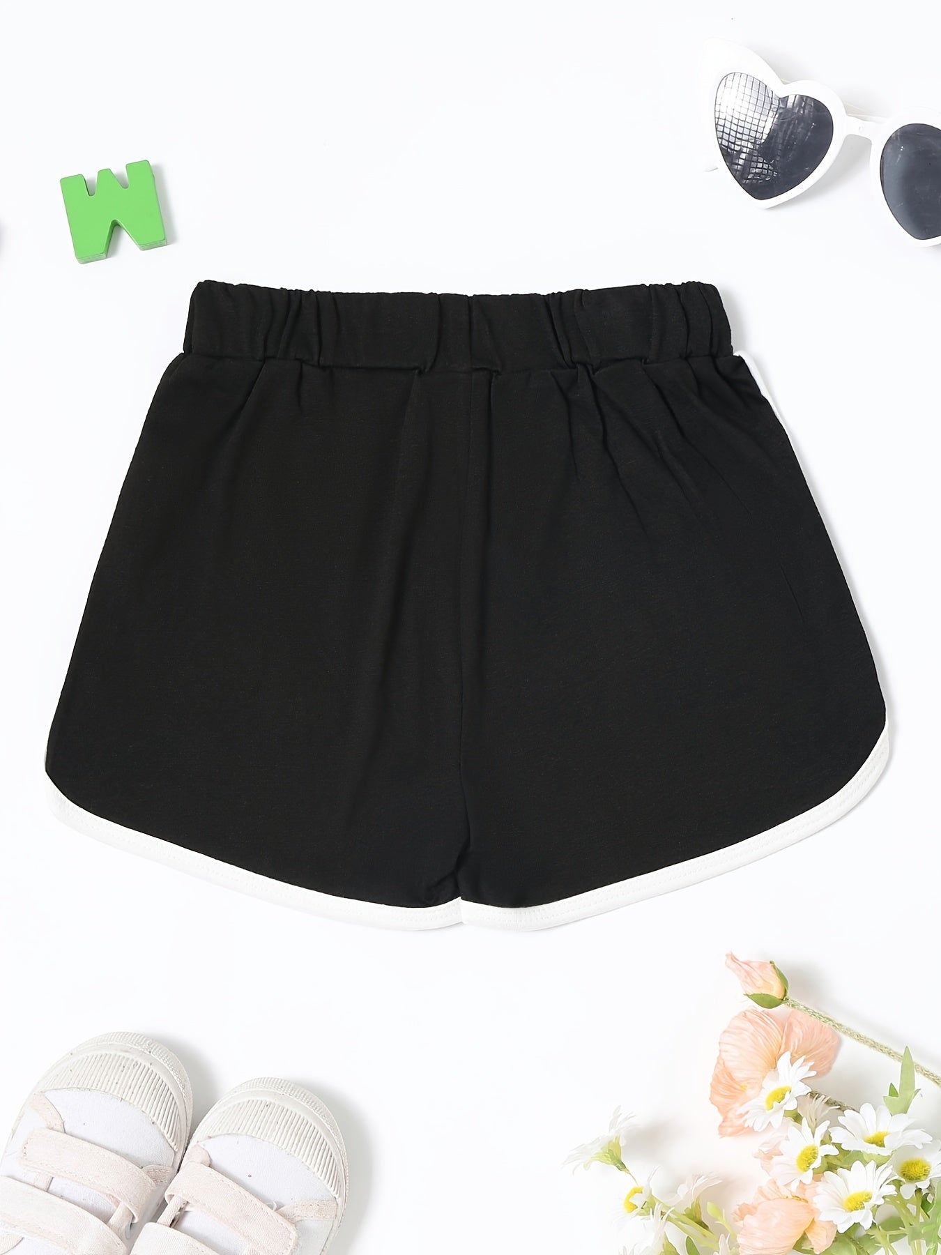 Girls Mini Heart Striped Print Shorts for Summer Sports
