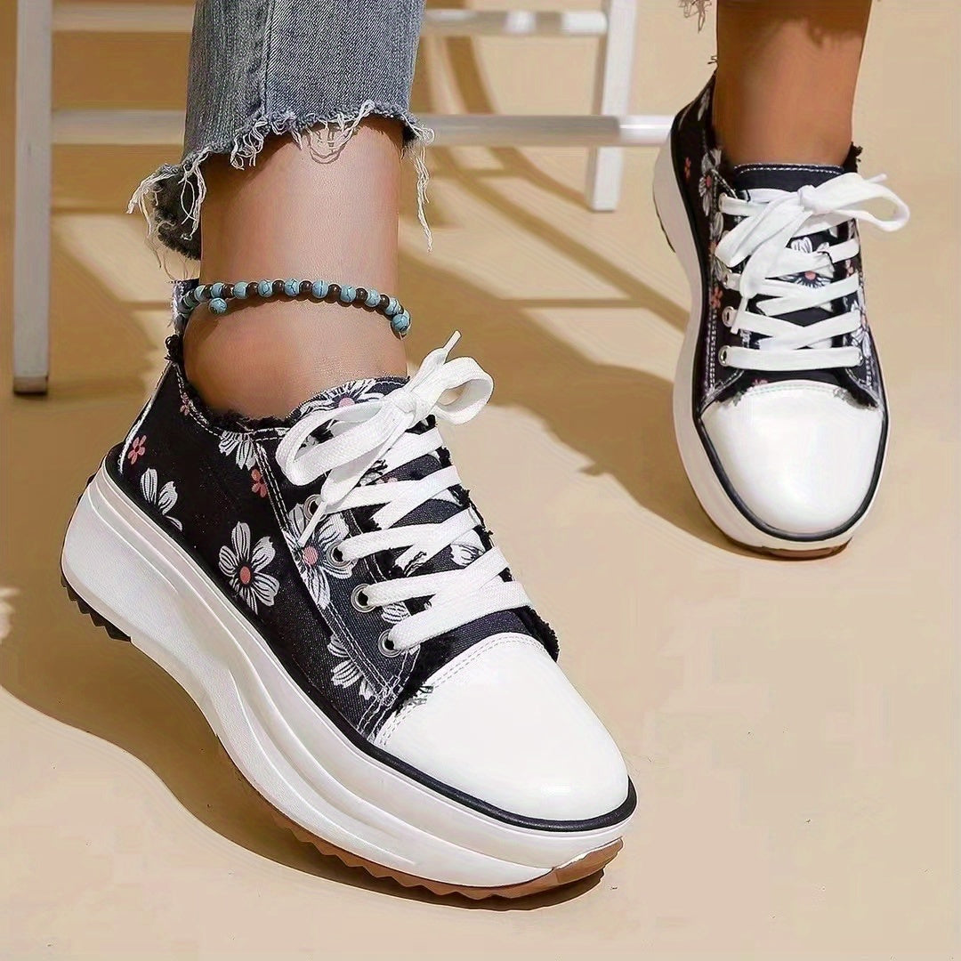 Women's Platform Canvas Lace Up Outdoor Shoes