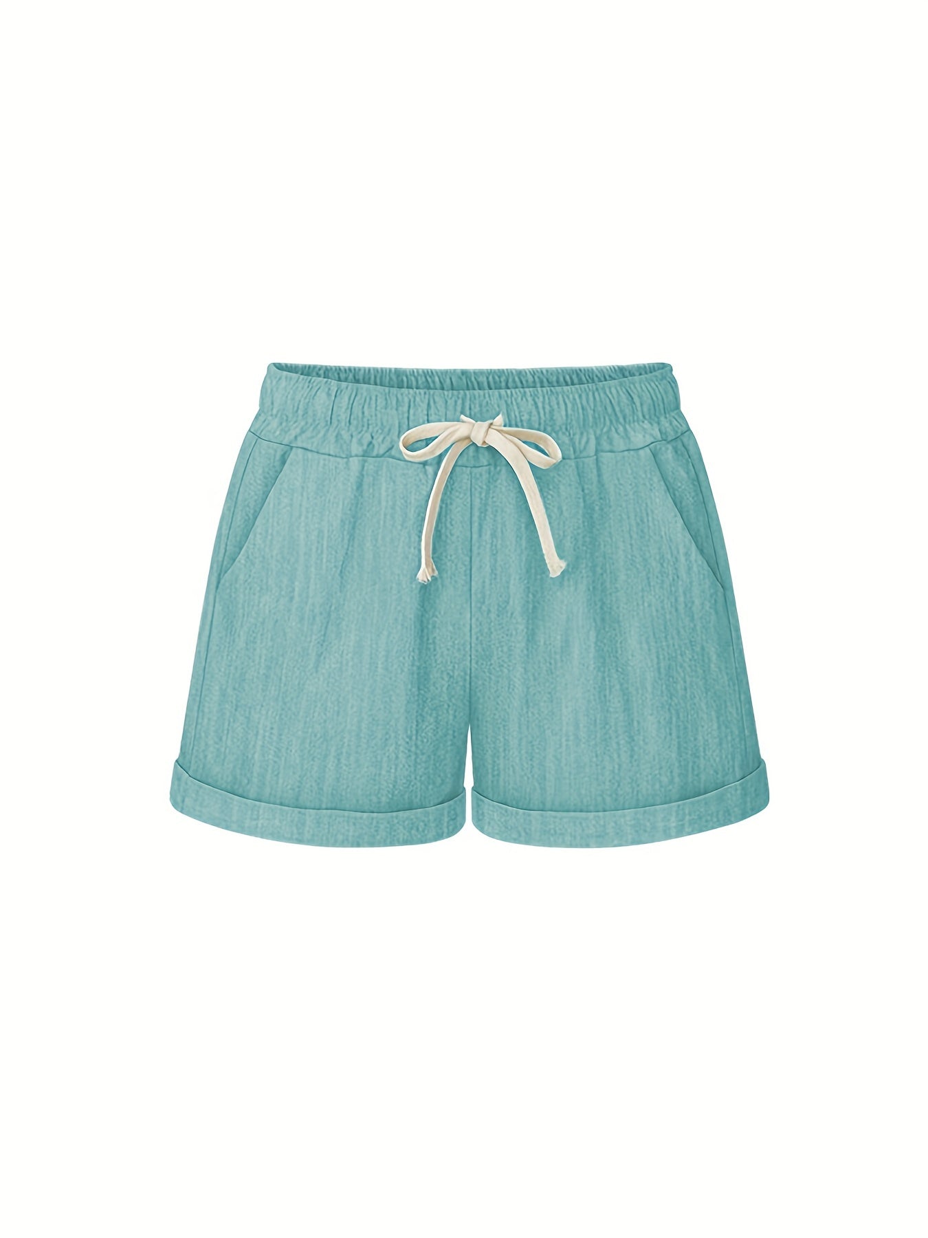 Solid Drawstring Elastic Waist Shorts Plus Size