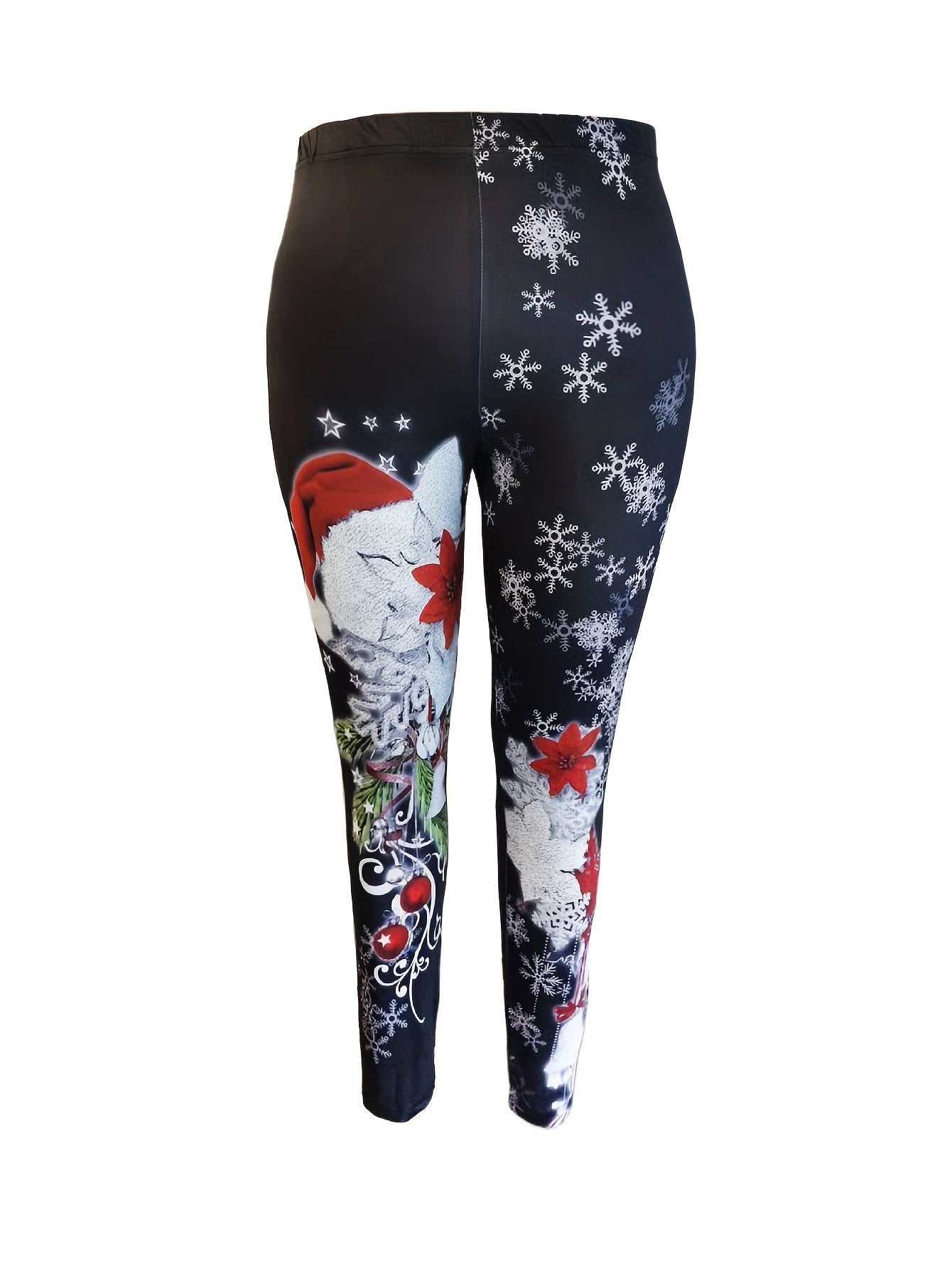 Christmas Leggings Women's Snowflake Print High Rise Leggings