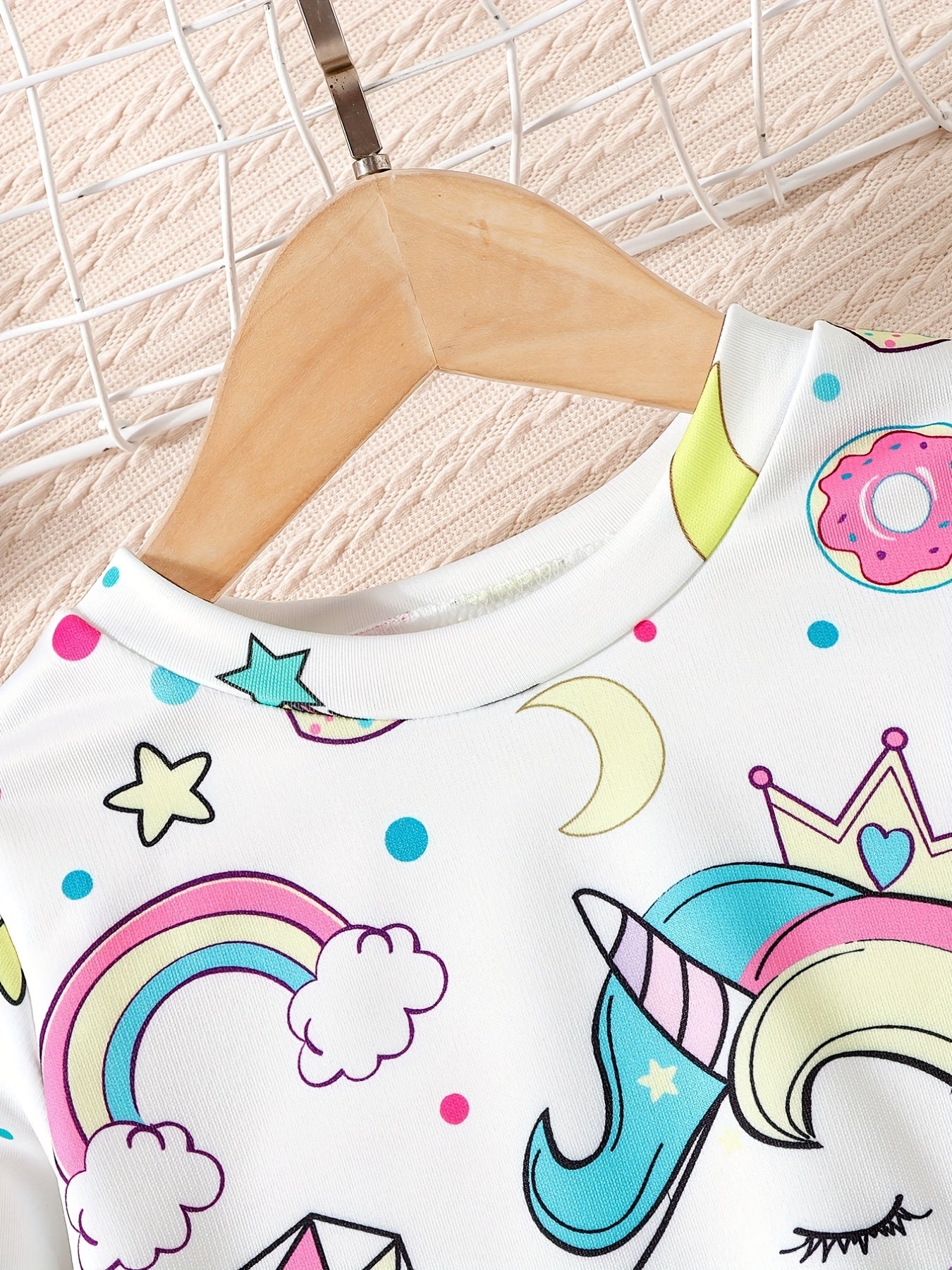 Sweet Unicorn Pattern Sweatshirt for Girls Long Sleeve Top Pullovers for Kids