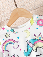 Sweet Unicorn Pattern Sweatshirt for Girls Long Sleeve Top Pullovers for Kids