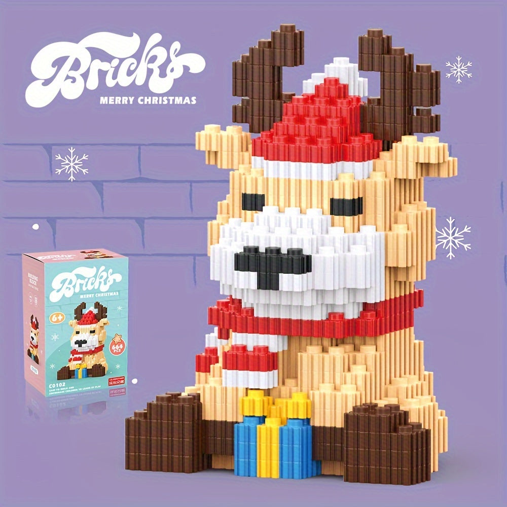 Christmas Elk Building Blocks DIY Reindeer Model Educational Toy