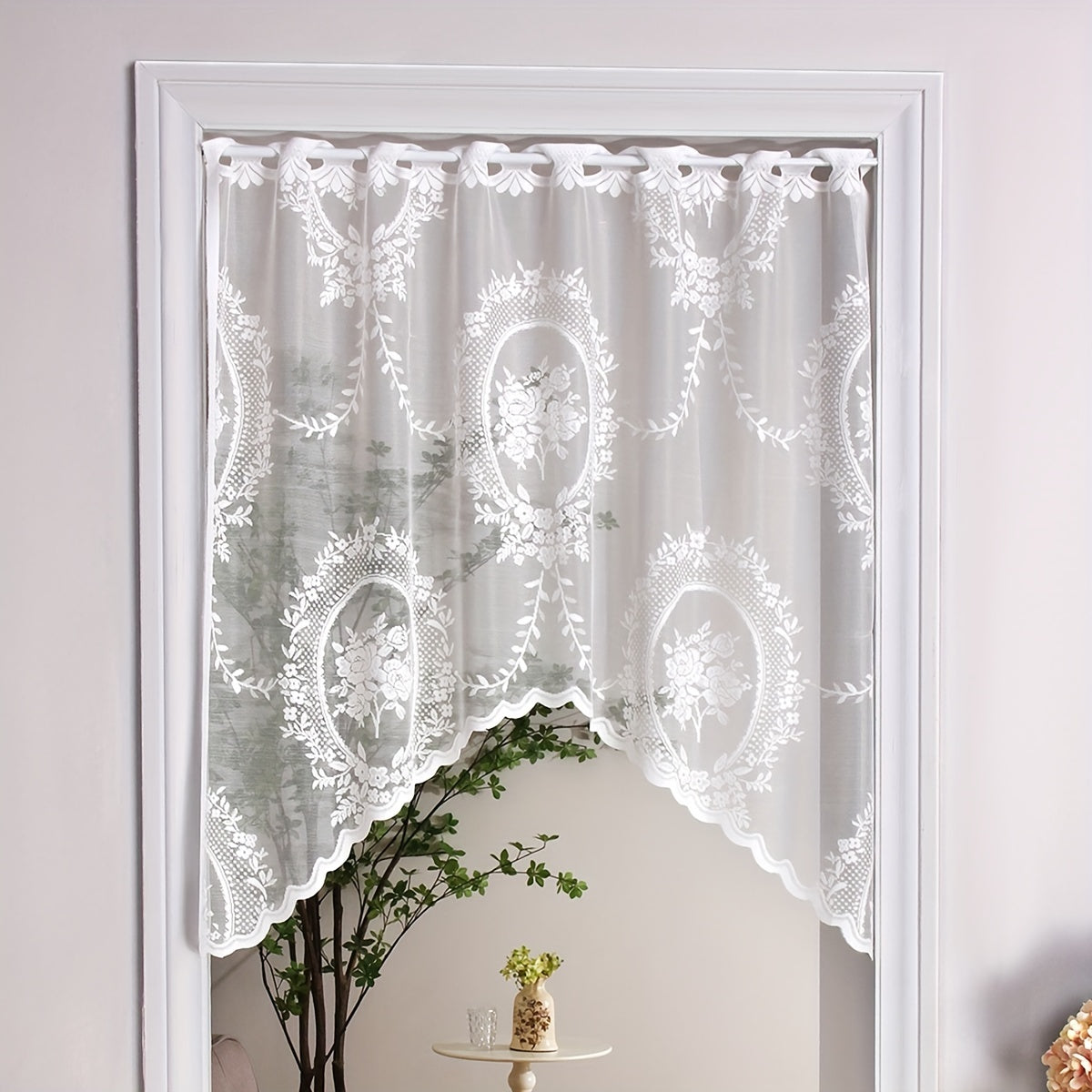 Sweet Lace Small Flower Window Mantle Curtain