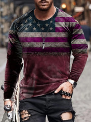 Men's 3D American Flag Long Sleeve T-shirt