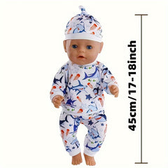 3 Piece Shark Pattern Outfit For 17-18 Inch Dolls - Christmas Gift