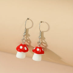 12pcs Small Mushroom Drop Earrings for Girls, Decorative Accessories Gift