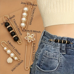 Vintage Faux Pearls Waistband Pin for Women Clothing Dresses