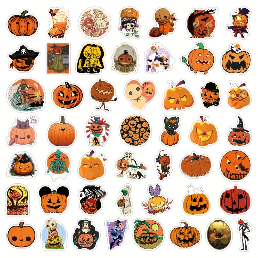 50pcs Halloween Pumpkin Stickers Water Bottle Laptop Envelopes Party Supplies