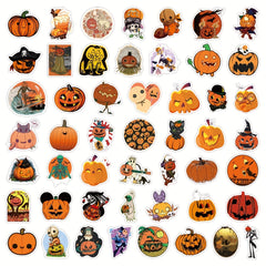 50pcs Halloween Pumpkin Stickers Water Bottle Laptop Envelopes Party Supplies