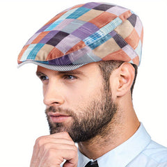 Plaid Style Newsboy Hat Men's Casual Painter Hat