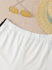 Contrast Trim Elastic Waist Shorts for Women