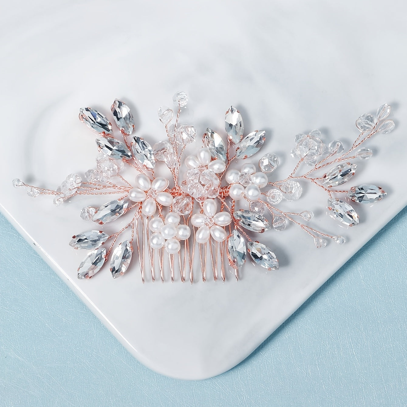 Wedding Hair Comb Crystal Rhinestone Pearl Hair Piece