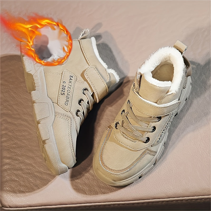 Boy's Snow Boots With Warm Plush Lining Winter Shoes