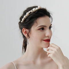 Bridal Pearl Crown Rhinestone Hair Jewelry Baroque Headpiece