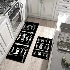 Fork And Spoon Print Floor Mat Non slip Durable Bath Foot Pod Stain resistant