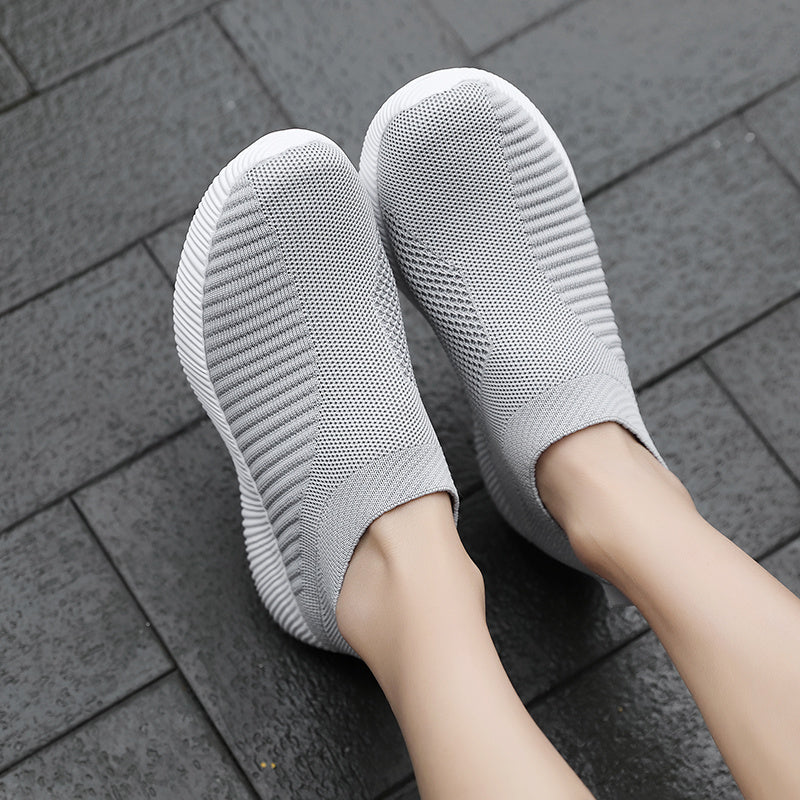 Women's Knitted Socks Sneakers Slip-on Flats Breathable Soft Sole Shoes