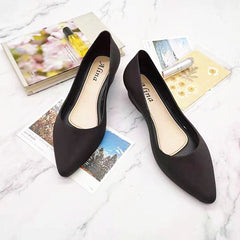 Waterproof Pointed Toe Ballet Flats Solid Slip On Flat Shoes