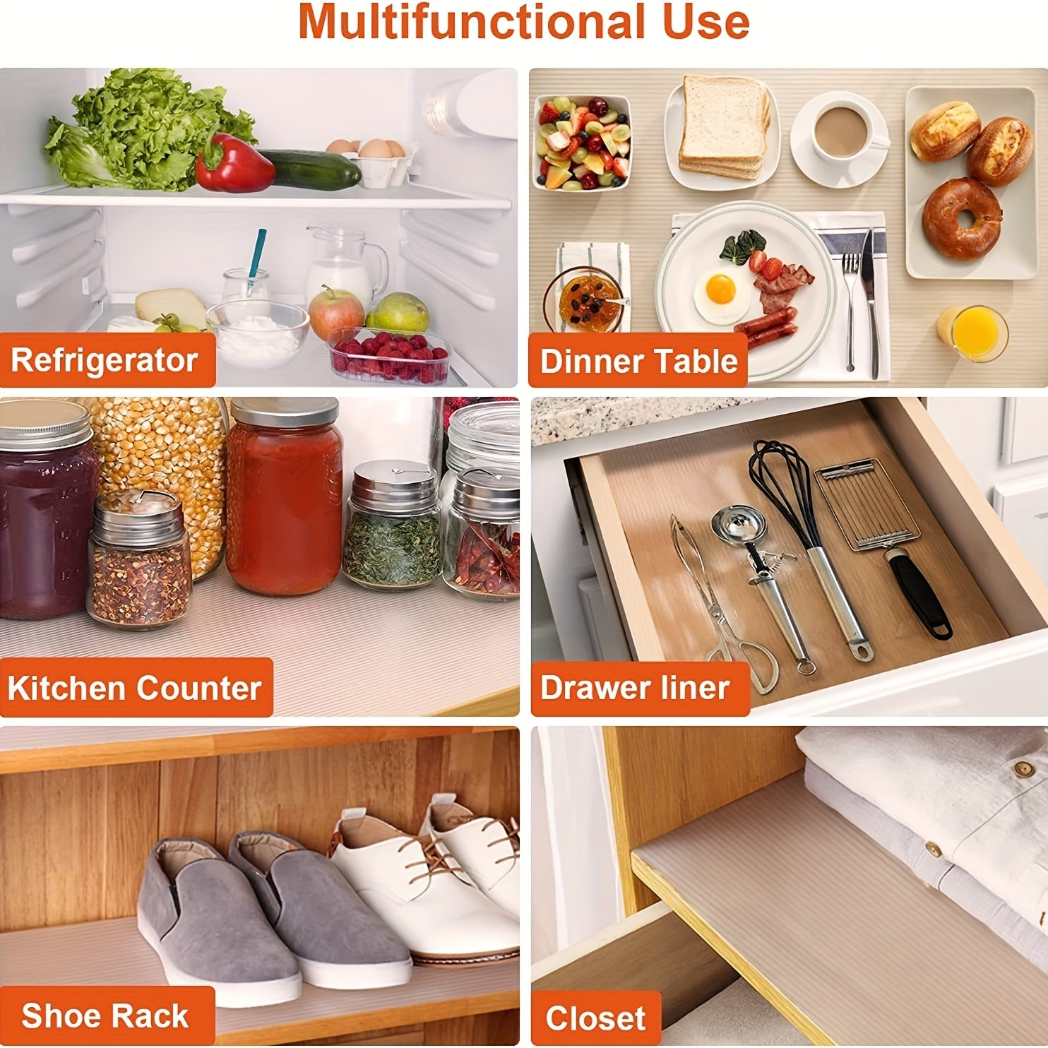 Non Adhesive Drawer Mat 30x609 cm, Waterproof Shelf Liner