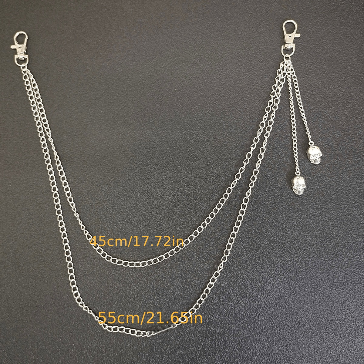 Multilayer Metal Chains Rock Trousers Keychain Ring Clip Portrait Pendant