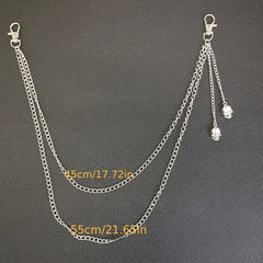 Multilayer Metal Chains Rock Trousers Keychain Ring Clip Portrait Pendant