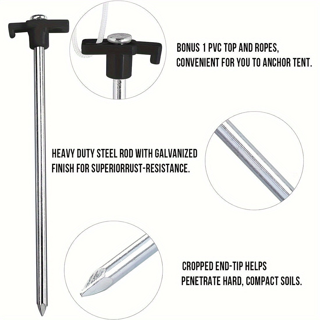 10pcs Stainless Steel Tent Stakes for Camping