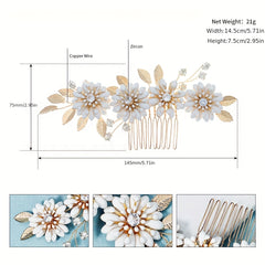 Flower & Rhinestone Hair Comb Baroque Style Bridal Wedding Headwear