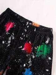 Girls Tie Dyed Portrait Graphic T-Shirt & Shorts Set