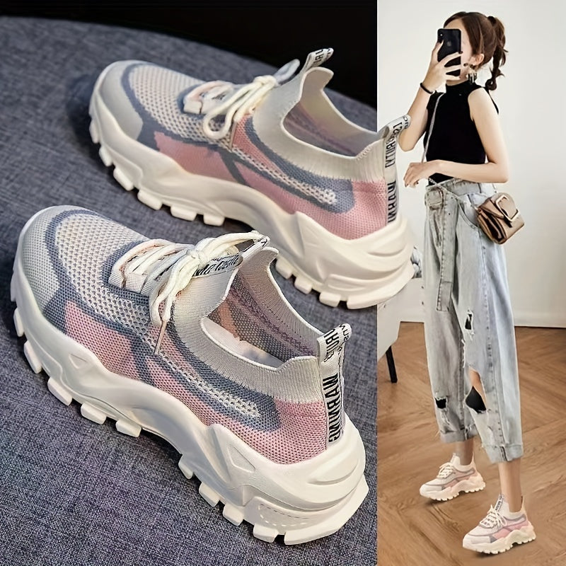 Women's Knitted Running Shoes Lightweight Sports Footwear
