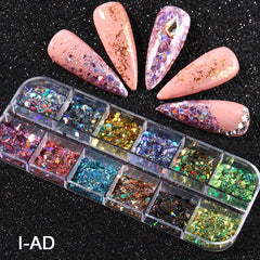 Holographic Nail Powder Set Pink Aurora Pigment for Gel Polish